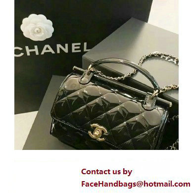 Chanel Patent Calfskin  &  Gold-Tone Metal Small box bag AS4511 Black 2023